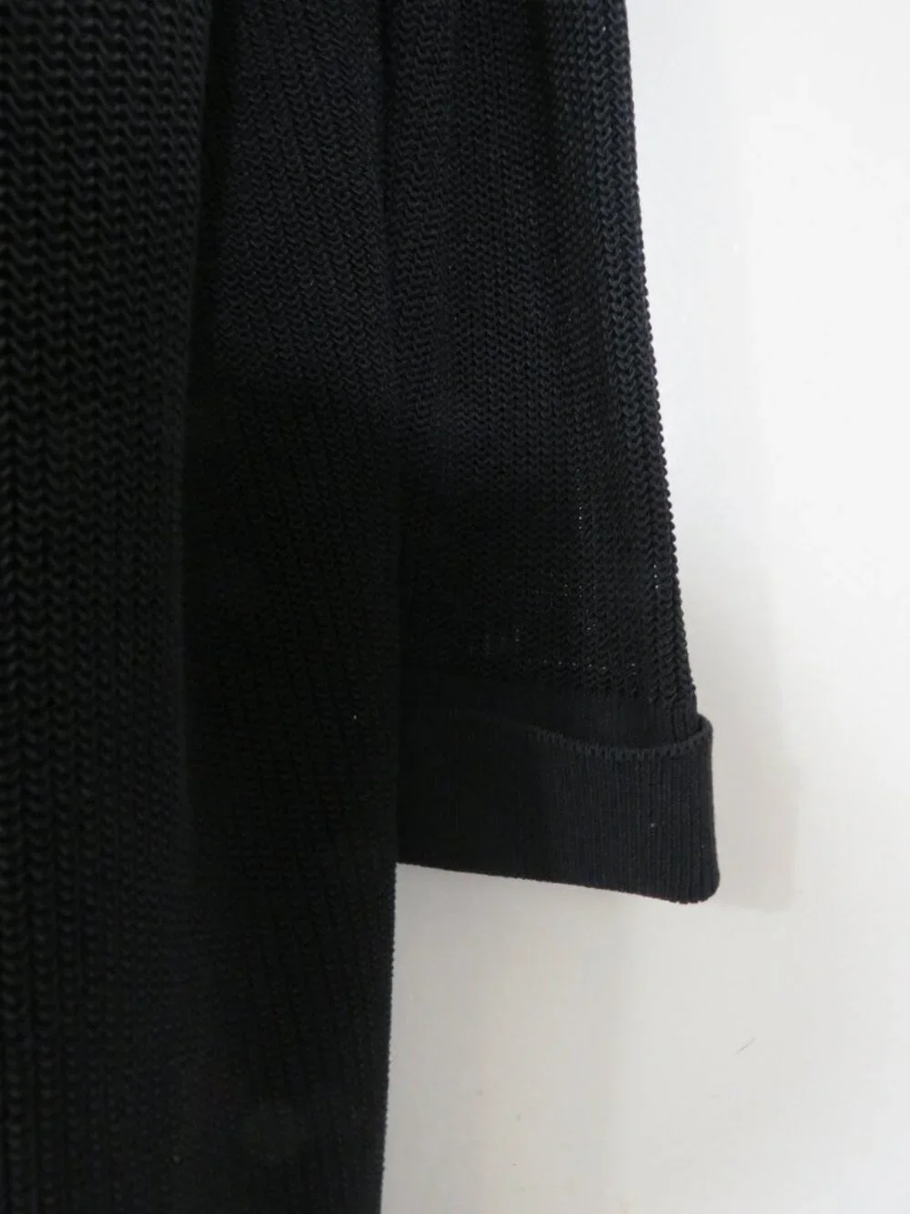 Eileen Fisher size Medium Black Cotton Blend Knit Cardigan Open Front Basic